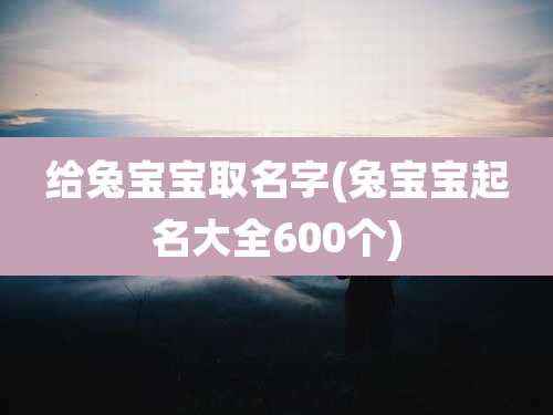 给兔宝宝取名字(兔宝宝起名大全600个)