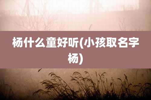 杨什么童好听(小孩取名字杨)