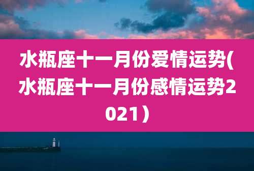 水瓶座十一月份爱情运势(水瓶座十一月份感情运势2021）