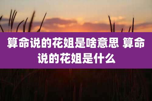 算命说的花姐是啥意思 算命说的花姐是什么
