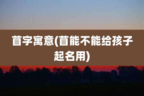 苜字寓意(苜能不能给孩子起名用)