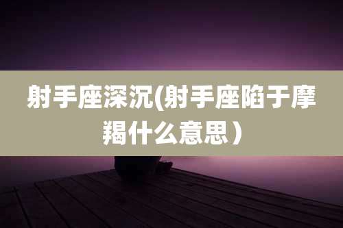 射手座深沉(射手座陷于摩羯什么意思)