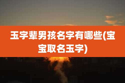 玉字辈男孩名字有哪些(宝宝取名玉字)