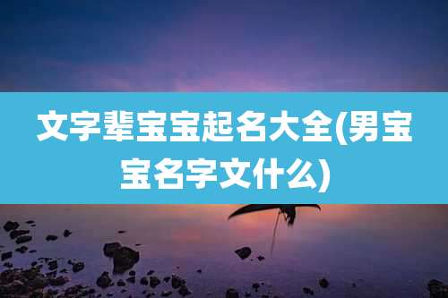 文字辈宝宝起名大全(男宝宝名字文什么)