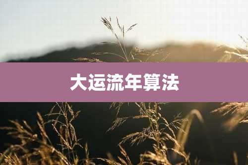 大运流年算法