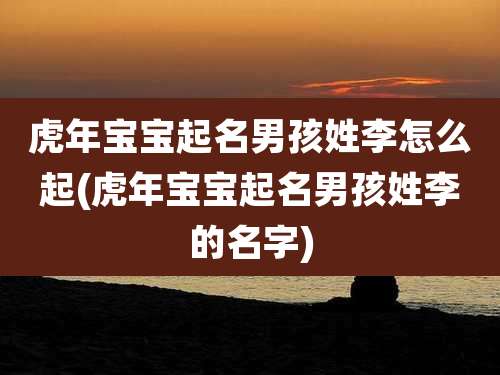 虎年宝宝起名男孩姓李怎么起(虎年宝宝起名男孩姓李的名字)