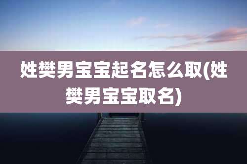 姓樊男宝宝起名怎么取(姓樊男宝宝取名)