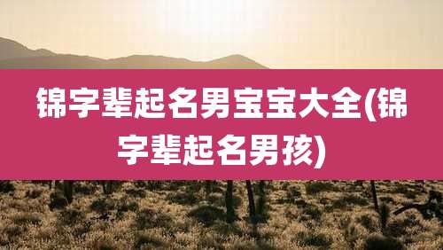 锦字辈起名男宝宝大全(锦字辈起名男孩)
