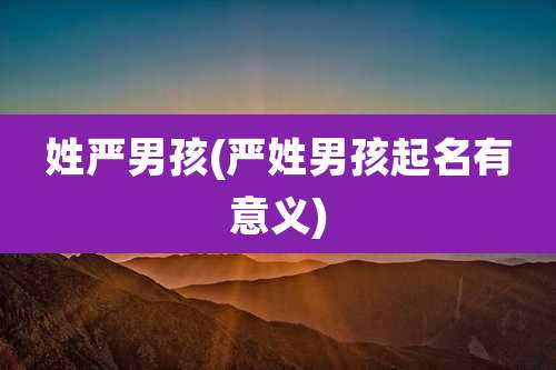 姓严男孩(严姓男孩起名有意义)