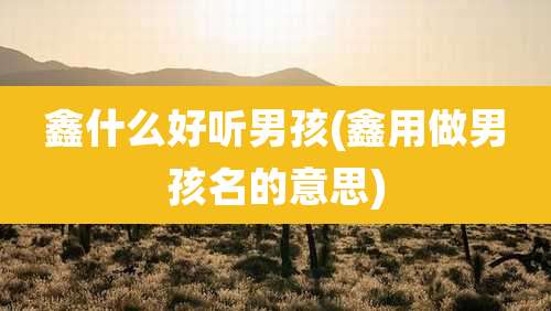 鑫什么好听男孩(鑫用做男孩名的意思)