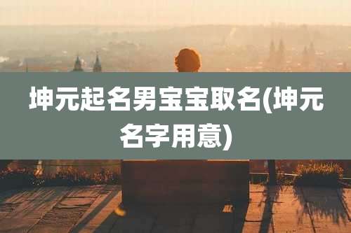 坤元起名男宝宝取名(坤元名字用意)