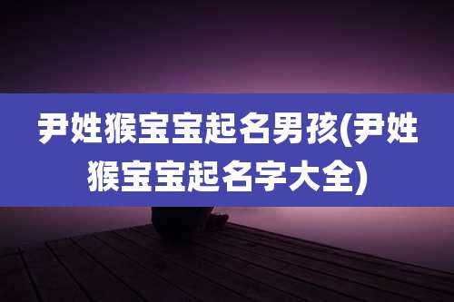 尹姓猴宝宝起名男孩(尹姓猴宝宝起名字大全)