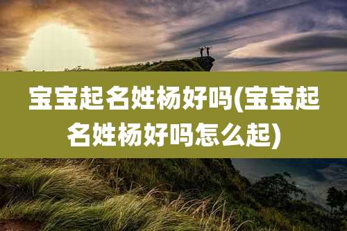 宝宝起名姓杨好吗(宝宝起名姓杨好吗怎么起)