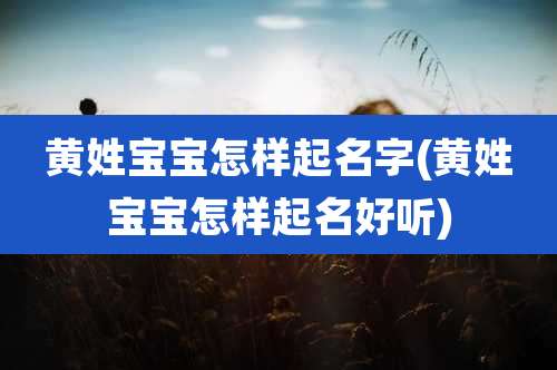 黄姓宝宝怎样起名字(黄姓宝宝怎样起名好听)