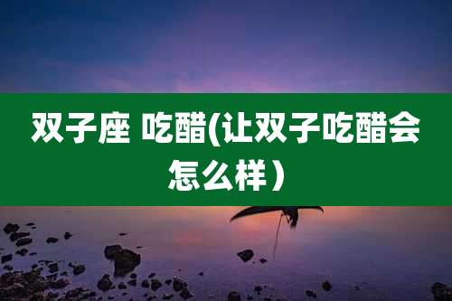 双子座 吃醋(让双子吃醋会怎么样)