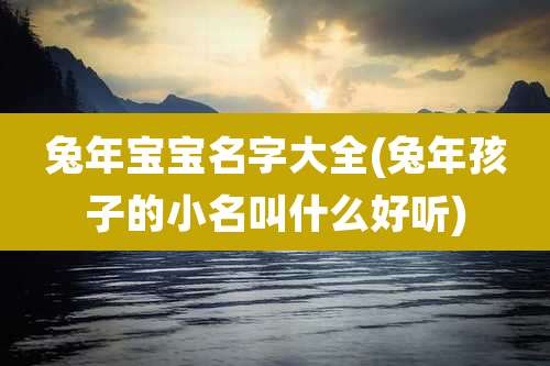 兔年宝宝名字大全(兔年孩子的小名叫什么好听)