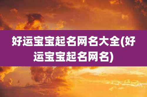 好运宝宝起名网名大全(好运宝宝起名网名)