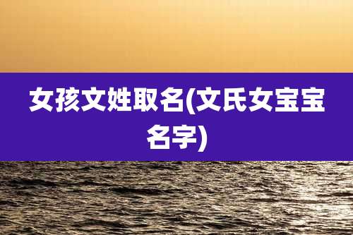 女孩文姓取名(文氏女宝宝名字)