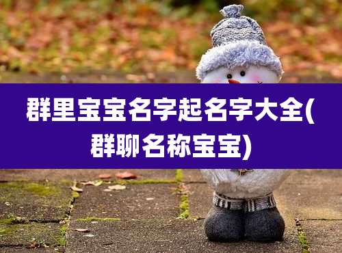 群里宝宝名字起名字大全(群聊名称宝宝)