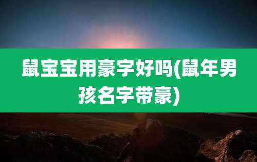 鼠宝宝用豪字好吗(鼠年男孩名字带豪)