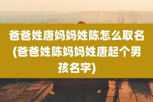 爸爸姓唐妈妈姓陈怎么取名(爸爸姓陈妈妈姓唐起个男孩名字)