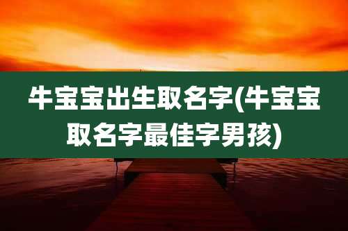 牛宝宝出生取名字(牛宝宝取名字最佳字男孩)