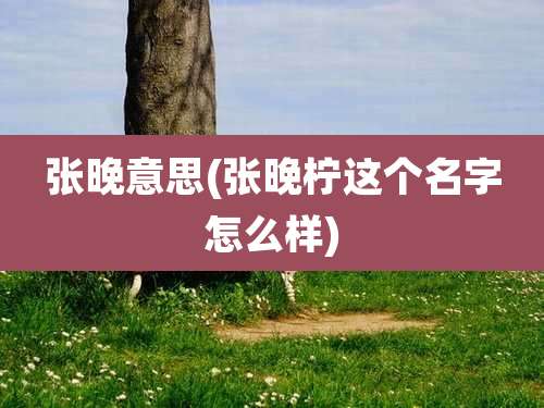 张晚意思(张晚柠这个名字怎么样)