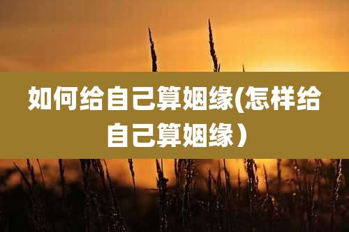 如何给自己算姻缘(怎样给自己算姻缘)