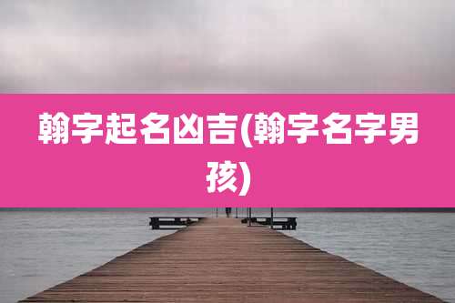 翰字起名凶吉(翰字名字男孩)
