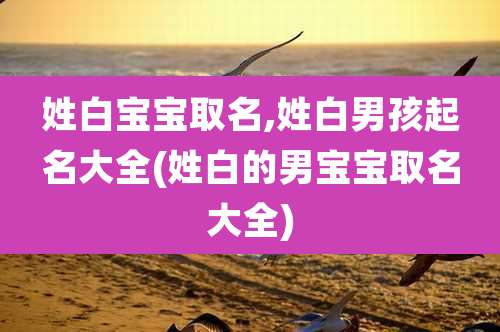 姓白宝宝取名,姓白男孩起名大全(姓白的男宝宝取名大全)