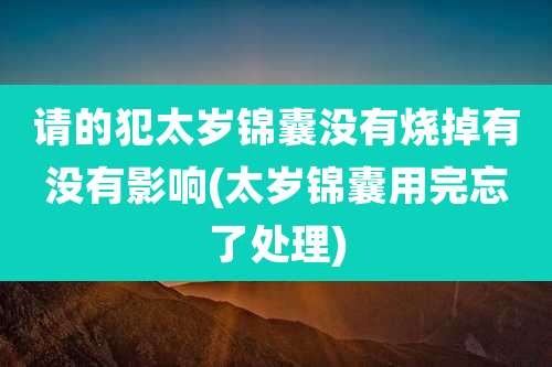 请的犯太岁锦囊没有烧掉有没有影响(太岁锦囊用完忘了处理)