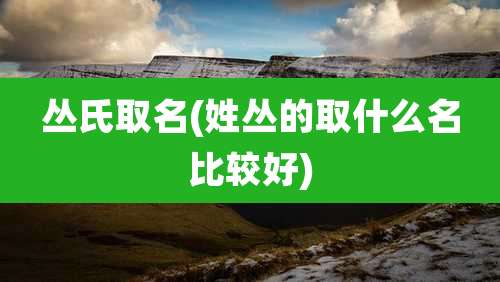 丛氏取名(姓丛的取什么名比较好)