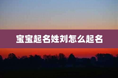 宝宝起名姓刘怎么起名