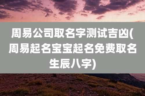 周易公司取名字测试吉凶(周易起名宝宝起名免费取名生辰八字)