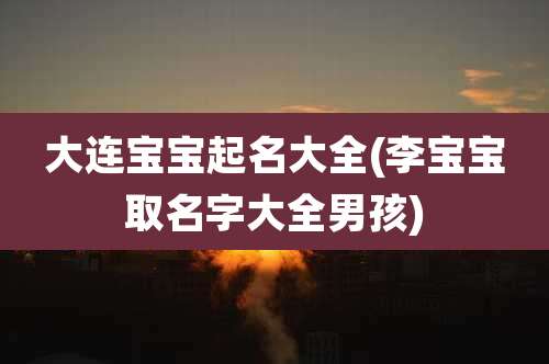 大连宝宝起名大全(李宝宝取名字大全男孩)
