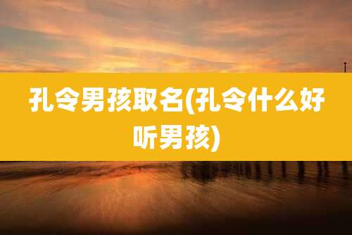 孔令男孩取名(孔令什么好听男孩)