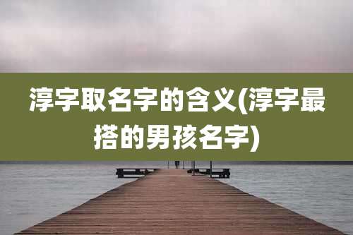 淳字取名字的含义(淳字最搭的男孩名字)