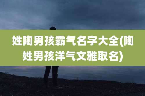 姓陶男孩霸气名字大全(陶姓男孩洋气文雅取名)