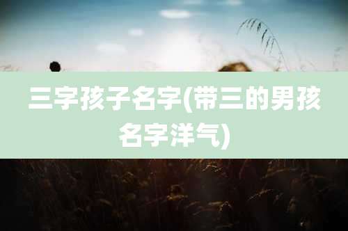 三字孩子名字(带三的男孩名字洋气)