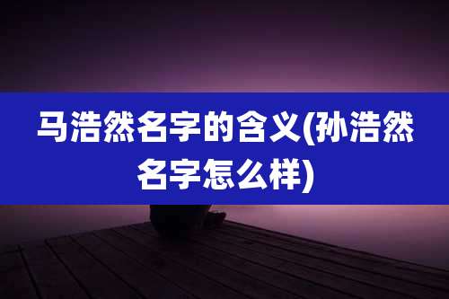马浩然名字的含义(孙浩然名字怎么样)