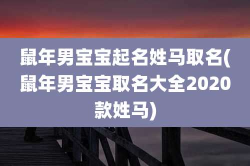 鼠年男宝宝起名姓马取名(鼠年男宝宝取名大全2020款姓马)