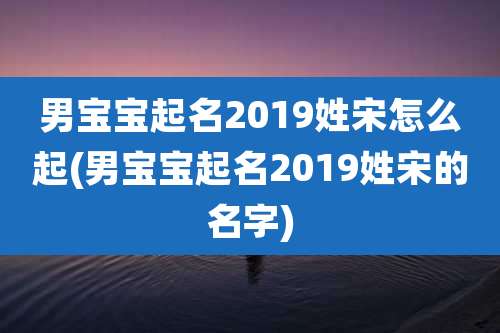 男宝宝起名2019姓宋怎么起(男宝宝起名2019姓宋的名字)