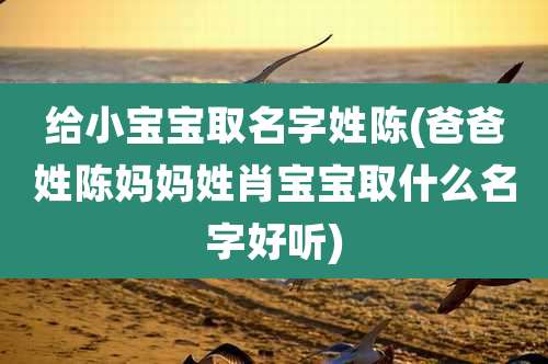 给小宝宝取名字姓陈(爸爸姓陈妈妈姓肖宝宝取什么名字好听)