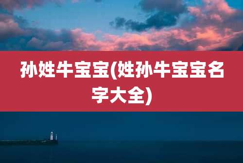 孙姓牛宝宝(姓孙牛宝宝名字大全)