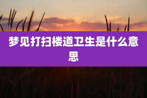 梦见打扫楼道卫生是什么意思