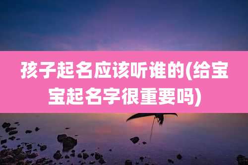 孩子起名应该听谁的(给宝宝起名字很重要吗)