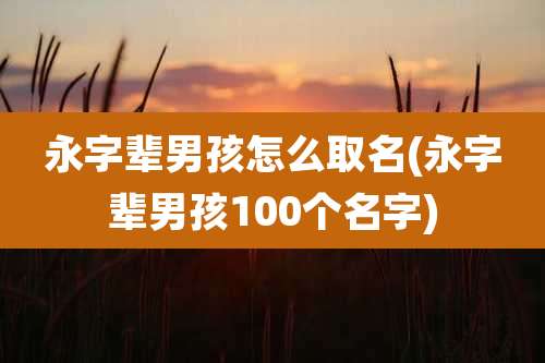 永字辈男孩怎么取名(永字辈男孩100个名字)