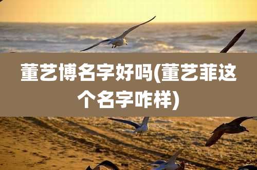 董艺博名字好吗(董艺菲这个名字咋样)