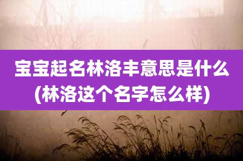 宝宝起名林洛丰意思是什么(林洛这个名字怎么样)