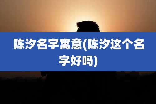 陈汐名字寓意(陈汐这个名字好吗)